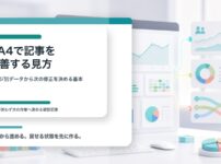 GA4のページ別データを見ながらWordPress記事を改善するイメージ