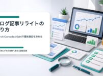 Search ConsoleとGA4を見てブログ記事リライトの優先順位を決めるイメージ