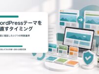 WordPressテーマを変更する前に表示速度、編集しやすさ、戻し方を確認するイメージ