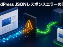 WordPressのJSONレスポンスエラーを安全な確認順で直す方法を表したアイキャッチ