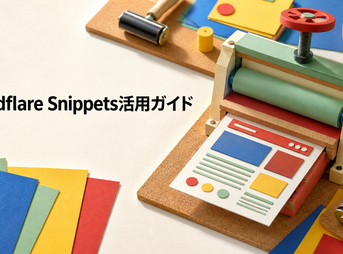 Cloudflare Snippets活用ガイドを紙版画アトリエで表した画像