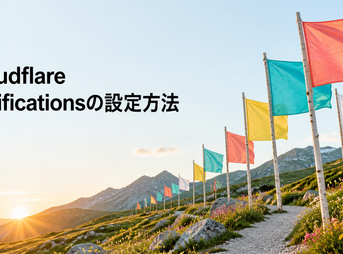 Cloudflare Notificationsの設定を色鮮やかな信号旗の庭で表した画像